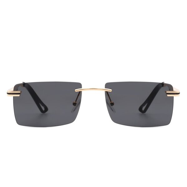 Vibrante - Rectangle Rimless Retro Tinted Fashion Flat top Sunglasses