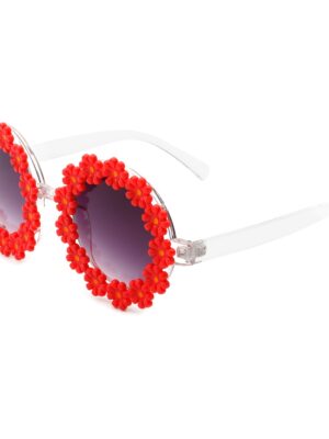 Ysabelia - Round Daisy Flower Shape Circle Party Floral Women Sunglasses