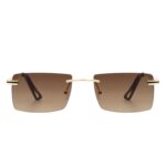 Vibrante - Rectangle Rimless Retro Tinted Fashion Flat top Sunglasses