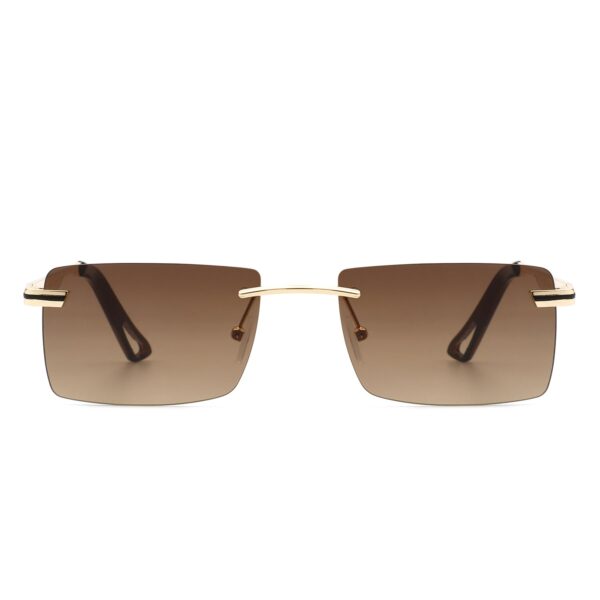 Vibrante - Rectangle Rimless Retro Tinted Fashion Flat top Sunglasses