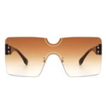 Yellowyx - Square Rimless Oversize Flat Top Retro Frameless Sunglasses