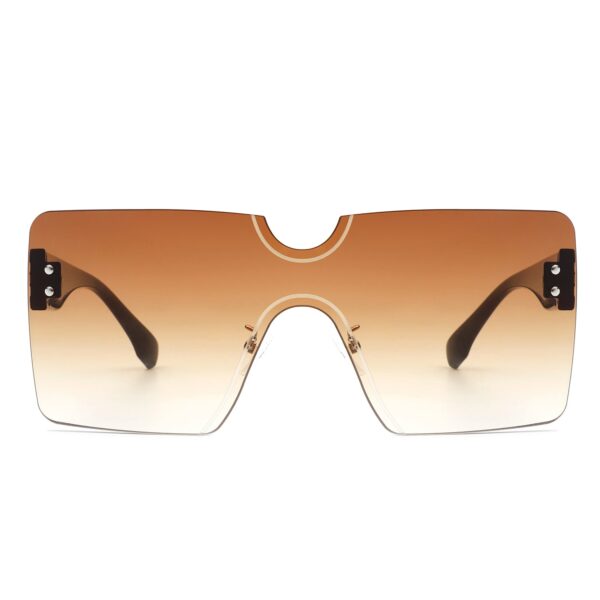 Yellowyx - Square Rimless Oversize Flat Top Retro Frameless Sunglasses