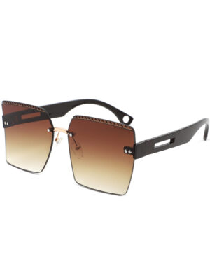 Zephyr - Oversized Tinted Curved Lens Square Fashion Sunglasses