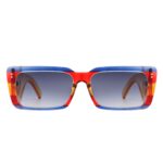 Yoplines - Retro Rectangle Square Flat Top Tinted Sunglasses