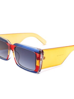 Yoplines - Retro Rectangle Square Flat Top Tinted Sunglasses