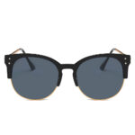 ABANDA |  Round Mirrored Flat Lens Half Frame Sunglasses Circle