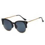 ABANDA |  Round Mirrored Flat Lens Half Frame Sunglasses Circle