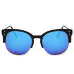 ABANDA |  Round Mirrored Flat Lens Half Frame Sunglasses Circle