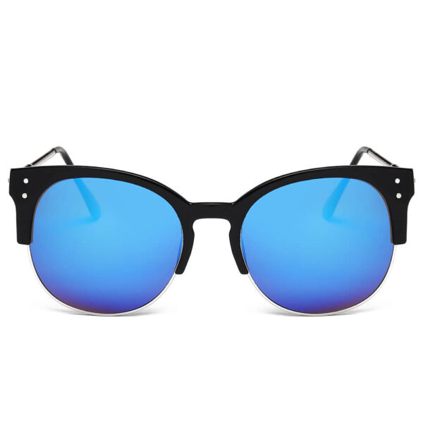 ABANDA |  Round Mirrored Flat Lens Half Frame Sunglasses Circle