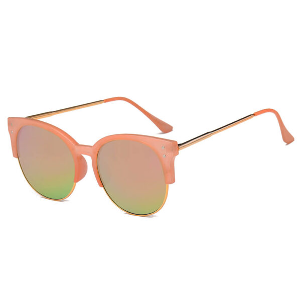 ABANDA |  Round Mirrored Flat Lens Half Frame Sunglasses Circle